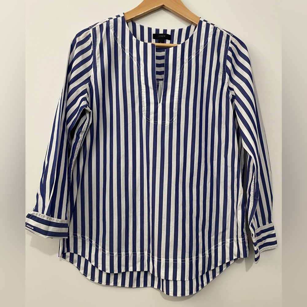J.Crew Blue and White Striped Blouse